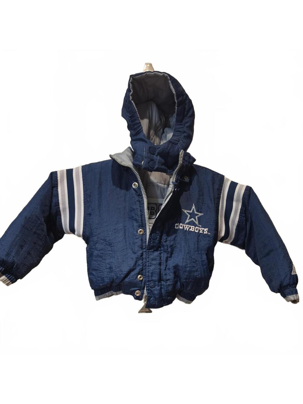 Vintage 90s Genuine Stuff  Jacket Boys 4T Dallas Cowboys Hooded Puffer Blue NFL